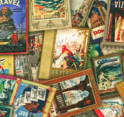 [KAF-23070-200] Vintage Voyage Postcards Vintage by Aimee Stewart for Robert Kaufman Fabrics