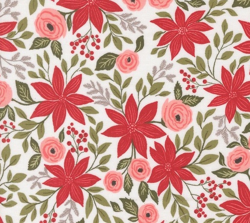 [MOD-5240-11] Berry and Pine Poinsettia Party Snow by Lella Boutique for Moda Fabrics