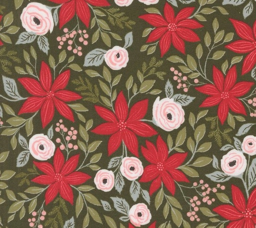 [MOD-5240-13] Berry and Pine Poinsettia Party Wintergreen by Lella Boutique for Moda Fabrics