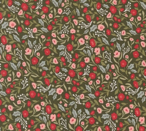 [MOD-5241-13] Berry and Pine Christmas Posies Wintergreen by Lella Boutique for Moda Fabrics