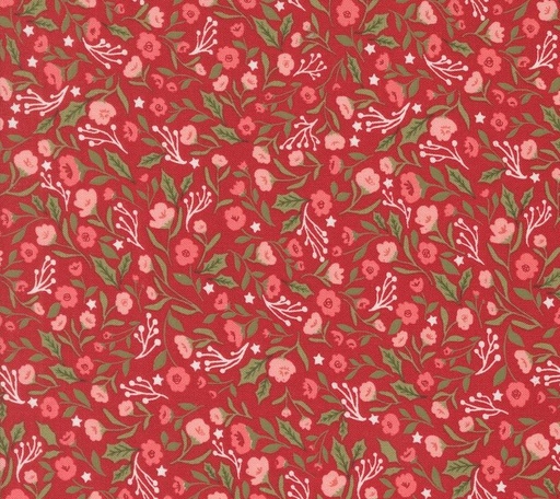 [MOD-5241-14] Berry and Pine Christmas Posies Cranberry by Lella Boutique for Moda Fabrics