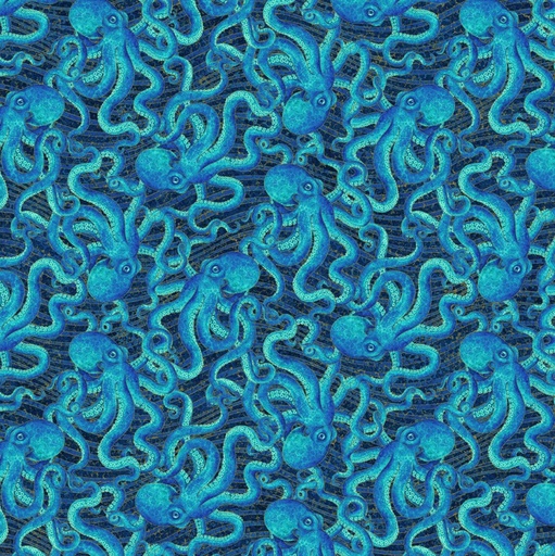 [NOR-28182-48] Shimmer Enigma Octopus Dark Blue by Deborah Edwards for Northcott Fabrics