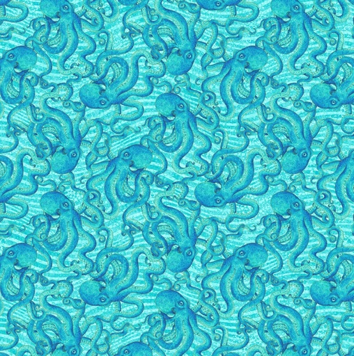[NOR-28182-64] Shimmer Enigma Octopus Light Turquoise by Deborah Edwards for Northcott Fabrics