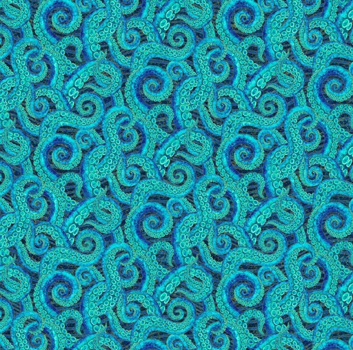 [NOR-28183-48] Shimmer Enigma Tentacles Dark Blue by Deborah Edwards for Northcott Fabrics
