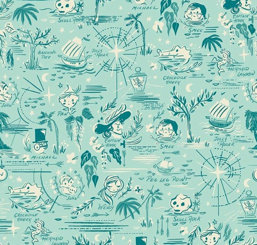 [RB-15902-SNGBRD] Forever Neverland Neverland Map Songbird by Jill Howarth for Riley Blake Designs