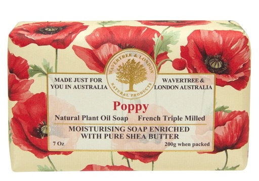 [WTL-POPPY] Poppy Bar Soap 7oz by Wavertree & London