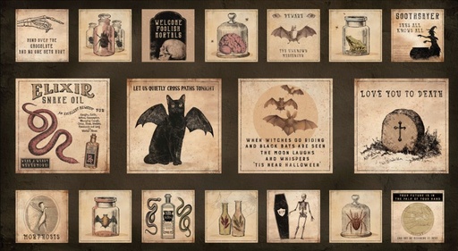 [COW-4438-3] Gothic Halloween Block Panel by Dan DiPaolo for Clothworks