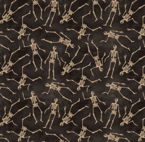 [COW-4440-3] Gothic Halloween Skeletons Black by Dan DiPaolo for Clothworks
