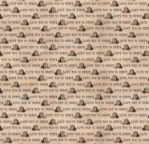 [COW-4444-12] Gothic Halloween Love You Khaki by Dan DiPaolo for Clothworks