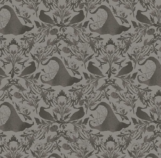 [PB-5829-S] Hocus Pocus Witch Hat Damask Silver by Deane Beesley for P&B Textiles