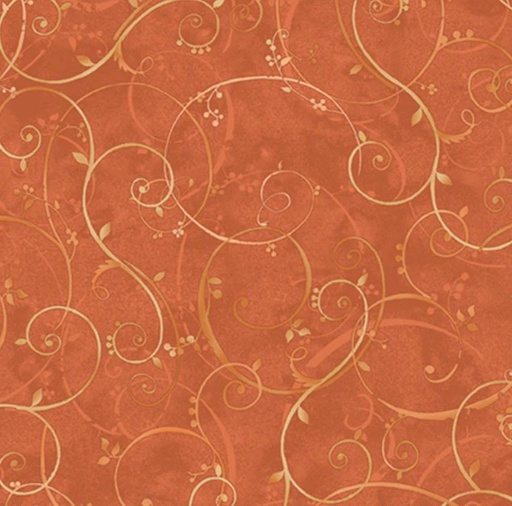 [PB-5883-O] Bountiful Golden Scroll Orange by Sandy Clough for P&B Textiles