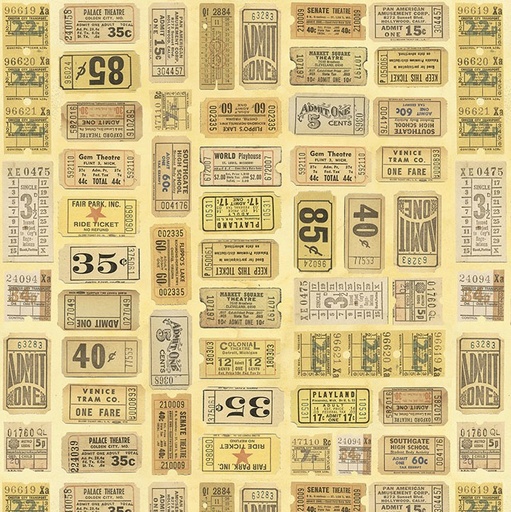 [FR-PWTH242-YLW] Palette Yellow Tickets Yellow by Tim Holtz for FreeSpirit Fabrics