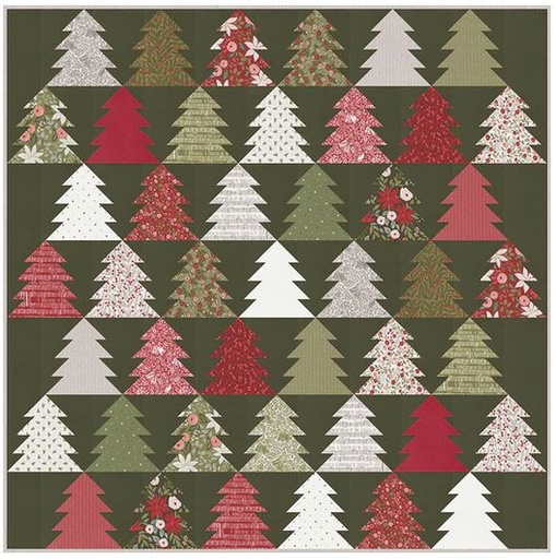 [PP-FirTreeLane] Fir Tree Lane Quilt featuring Berry and Pine from Moda