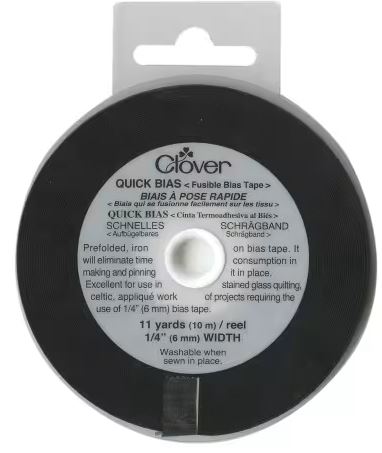 [CKR-700CV-BLK] Fusible Quick Bias Metallic Black 1/4in x 11 yds