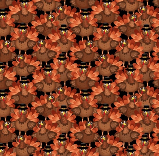 [TTR-3609-BLK] Fall Festival Pilgrim Turkey Black by Gail Cadden for Timeless Treasures
