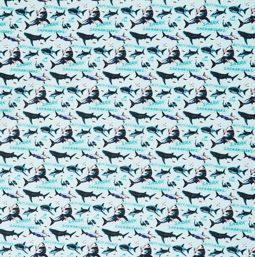 [CAM-2356-0105] Shark Week Shark Shenanigans Light Turquoise from Camelot Fabrics