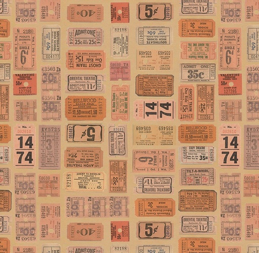 [FR-PWTH232-ORNG] Palette Orange Tickets Orange by Tim Holtz for FreeSpirit Fabrics