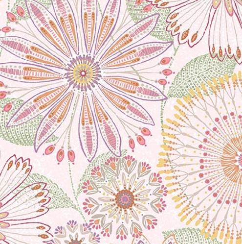 [HG-3350-22] Flora Dora Floral Medallions Blush Wide Back by Color Principle for Henry Glass Fabrics