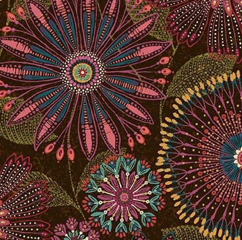 [HG-3350-38] Flora Dora Floral Medallions Autumn Wide Back by Color Principle for Henry Glass Fabrics