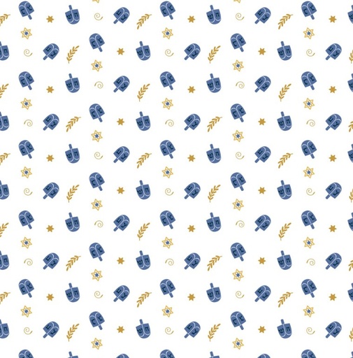 [COW-4425-1] Happy Hanukkah Dreidels White by Emily Elizabeth for Clothworks