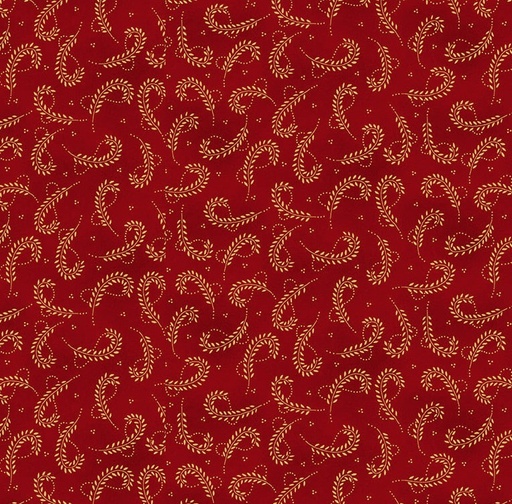 [HG-1528-88] Scrap Basket Favorites Looped Leaves Cranberry by Kim Diehl for Henry Glass Fabrics
