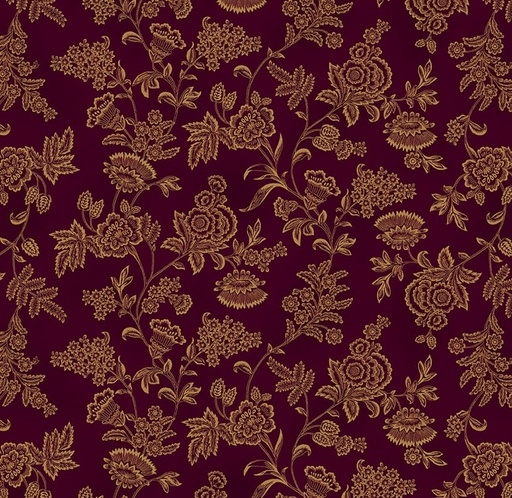 [HG-1525-55] Scrap Basket Favorites Etched Floral Eggplant by Kim Diehl for Henry Glass Fabrics