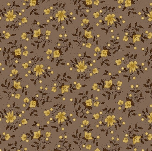 [HG-1511-93] Scrap Basket Favorites Blossom Sprays Taupe Gray by Kim Diehl for Henry Glass Fabrics
