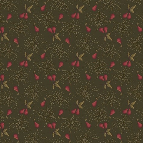 [HG-1515-66] Scrap Basket Favorites Burnished Pear Sprigs Green by Kim Diehl for Henry Glass Fabrics