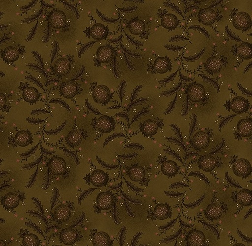 [HG-1517-33] Scrap Basket Favorites Pomegranate Patch Brown by Kim Diehl for Henry Glass Fabrics
