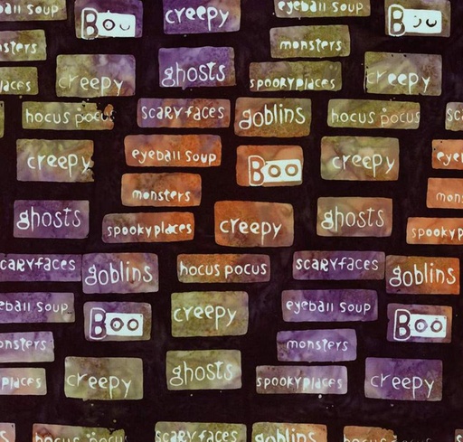 [RB-23335-187] Expressions Batiks Fright This Way Phrases Masquerade by Sandy Gervais for Riley Blake Designs