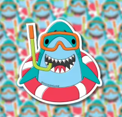 [SASSSTICK-SHARK] Snorkeling Shark Stickers from Sassafras Lane Designs