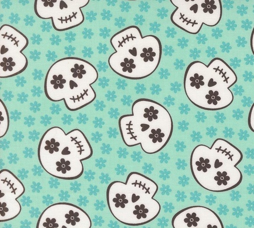 [MOD-22483-15] Fab Boo Lous Cherry Skull Aqua by Me and My Sister Designs for Moda Fabrics