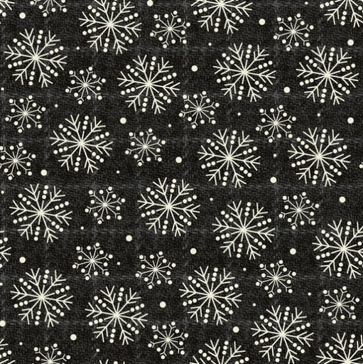 [MAY-10895-J] Holly Jolly Flannel Snowflakes Black by Bonnie Sullivan for Maywood Studio