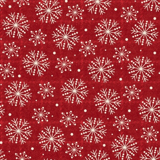 [MAY-10895-R] Holly Jolly Flannel Snowflakes Red by Bonnie Sullivan for Maywood Studio