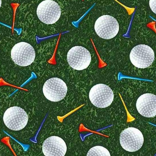 [TTR-CD8030] Golf Balls & Tees in Grass from Timeless Treasures