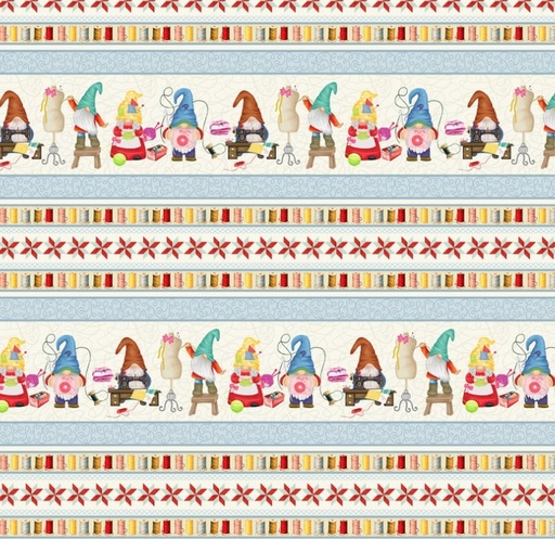 [TTR-3553-MULTI] Sewing Mends the Soul Sewing Gnomes Stripes Multi from Timeless Treasures