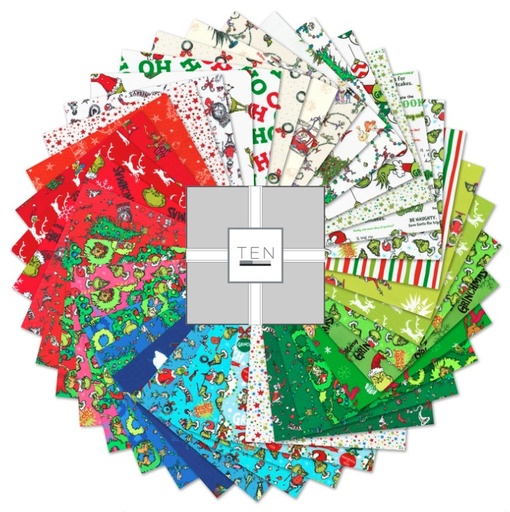 [KAUF-1329-42] How the Grinch Stole Christmas Grinchmas Colorstory 10 Inch Squares by Dr. Seuss Enterprises for Robert Kaufman Fabrics