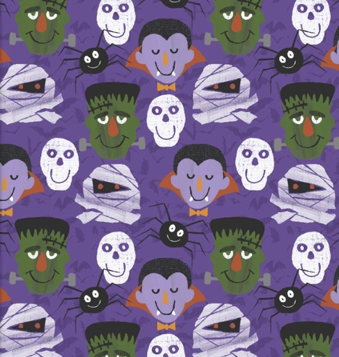 [3W-23693-PURP] Monster Squad Squad Goals Purple by Scott Barnes for 3 Wishes Fabrics