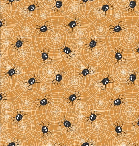[3W-23697-ORG] Monster Squad Tangled Web Orange by Scott Barnes for 3 Wishes Fabrics