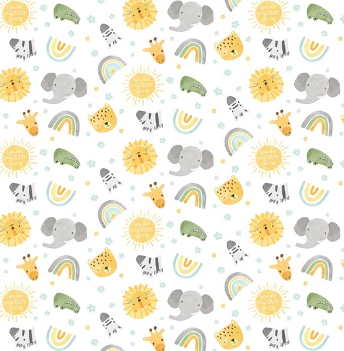 [NOR-27764-10] Sunny Safari Head Toss White from Northcott Fabrics