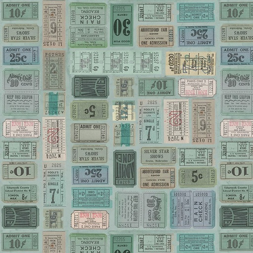 [FR-PWTH272-TEAL] Palette Teal Tickets Teal by Tim Holtz for Freespirit Fabrics