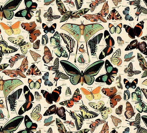 [FR-PWTH276-TEAL] Palette Teal Butterflies Teal by Tim Holtz for Freespirit Fabrics