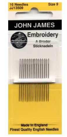 [JJ-135-09] Embroidery Needles Size 9 from John James