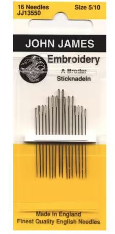 [JJ-135-5-10] Embroidery Crewel Needles Assorted Sizes 5-10 from John James