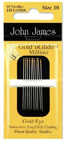 [JJ-EG150-10] Gold N Glide Milliners Size 10 Straw Needles from John James