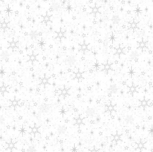[BLAN-4592-102] We Love Christmas Snowflakes with Metallic White by Stof Fabrics for Blank Quilting
