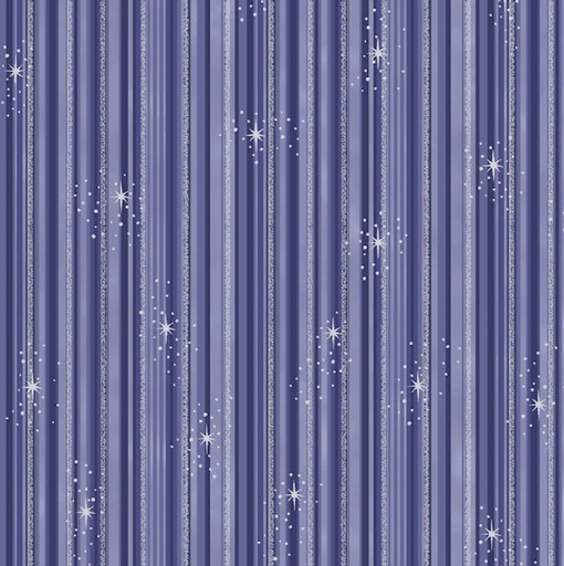 [BLAN-4592-615] We Love Christmas Stripes with Metallic Blue by Stof Fabrics for Blank Quilting