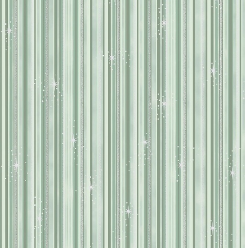 [BLAN-4592-825] We Love Christmas Stripes with Metallic Dusty Green by Stof Fabrics for Blank Quilting