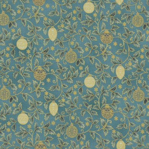 [BLAN-4592-018] Christmas Stars Holly and Christmas Balls Teal by Stof Fabrics for Blank Quilting
