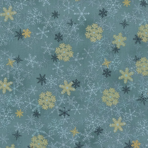 [BLAN-4592-017] Christmas Stars Snowflake Teal by Stof Fabrics for Blank Quilting